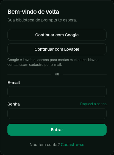 Tela real de acesso à Veltrix Prompt